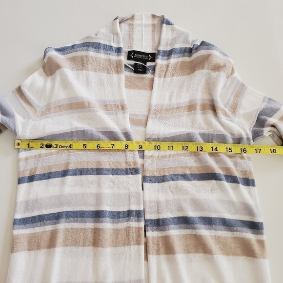 7127 * Nanette Lepore Long Sleeve Open Cardigan White Blue Tan Size XS - Picture 6 of 8